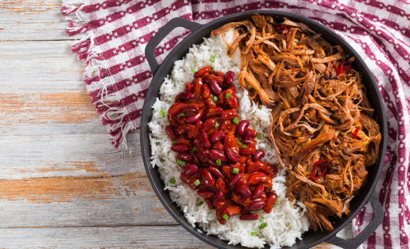Adobo Pork with Rice & Beans