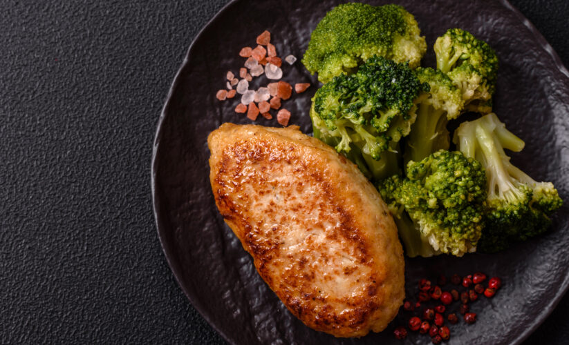 Crispy Chicken with Steamed Broccoli, Fennel Salad & Green Goddess Dressing