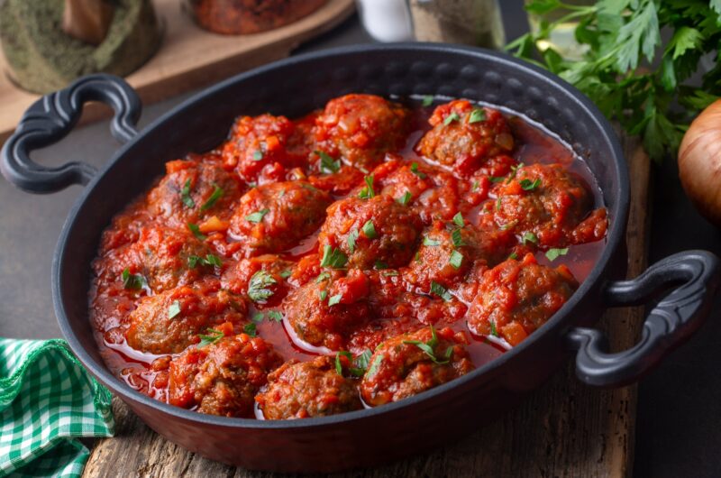 Persian Style Meatballs in Tomato Sauceover Basmati Rice