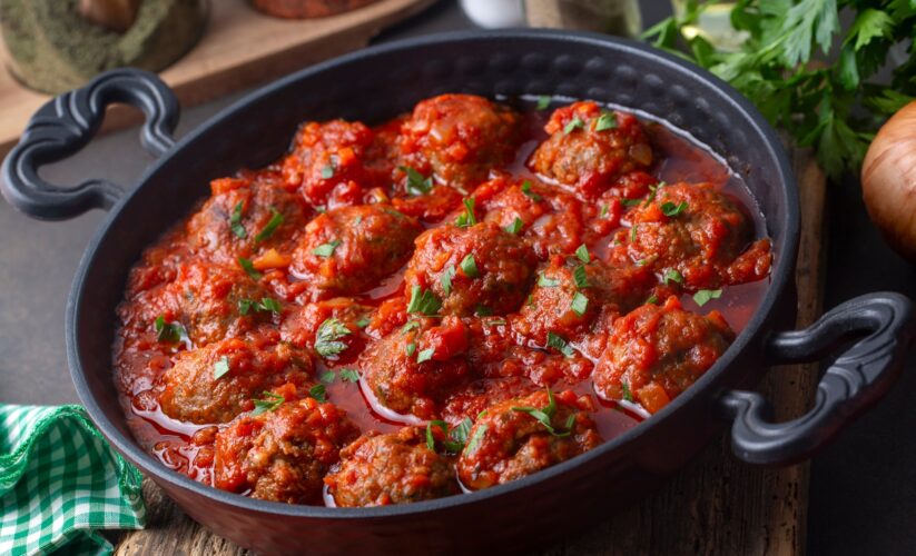 Persian Style Meatballs in Tomato Sauceover Basmati Rice