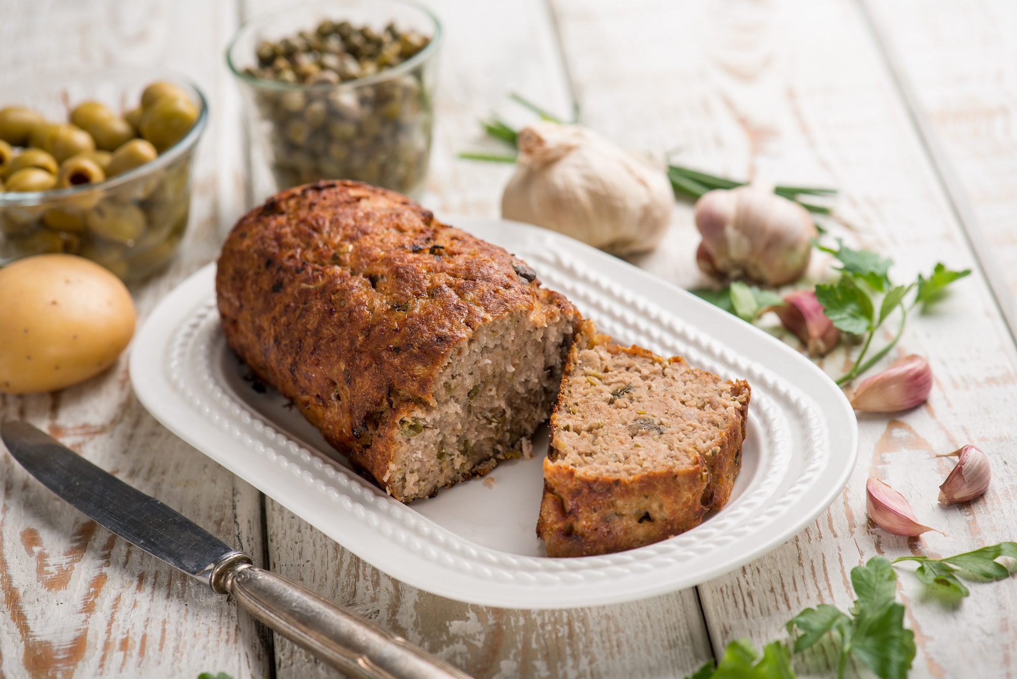 meatloaf with potatoes and parsley