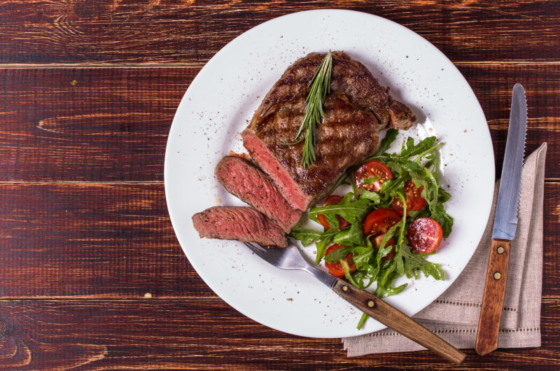 Seared Steak with Roasted Potatoes & Salad