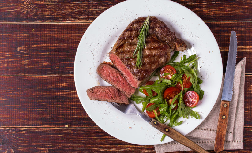 Seared Steak with Roasted Potatoes & Salad