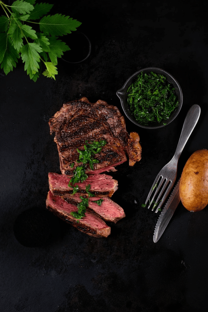 Seared Steak with Chimichurri and Baked Potato
