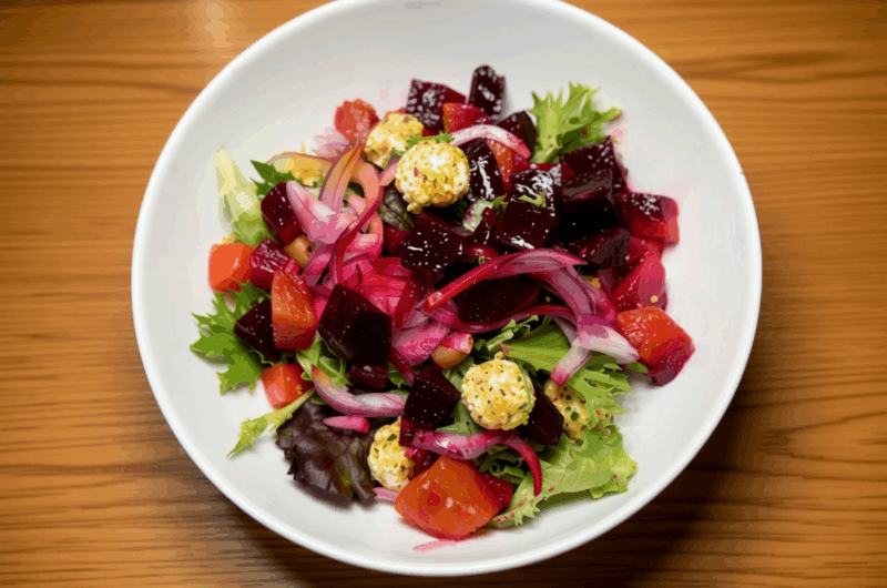 Roasted Beet Salad with Pistachio Goat Cheese