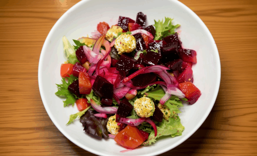 Roasted Beet Salad with Pistachio Goat Cheese