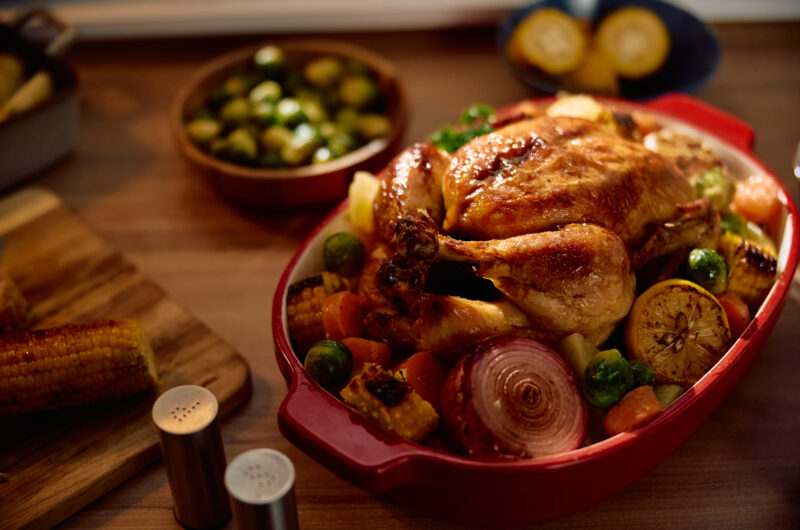 Oven Roasted Chicken with  Brussels