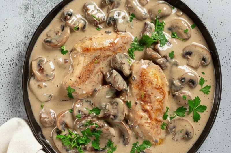Chicken Marsala with Broccoli and Mashed Sweet Potatoes