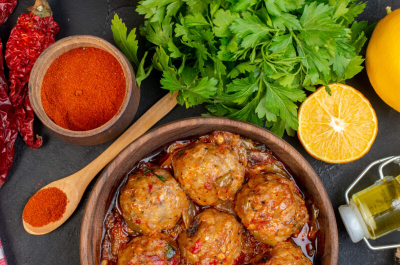 Greek Meatballs with Green Beans & Rice